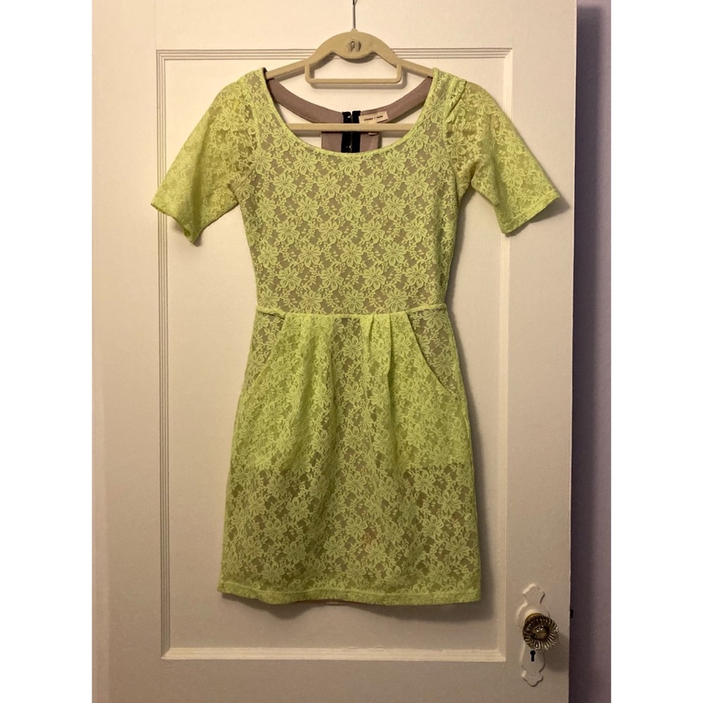 Silence + Noise neon yellow cutouts dress, XS